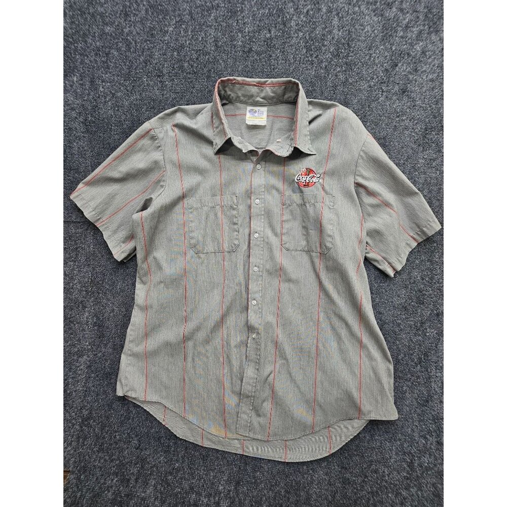 Vintage 70s Coca-Cola Uniform Shirt Men 2XL Embroidered Logos